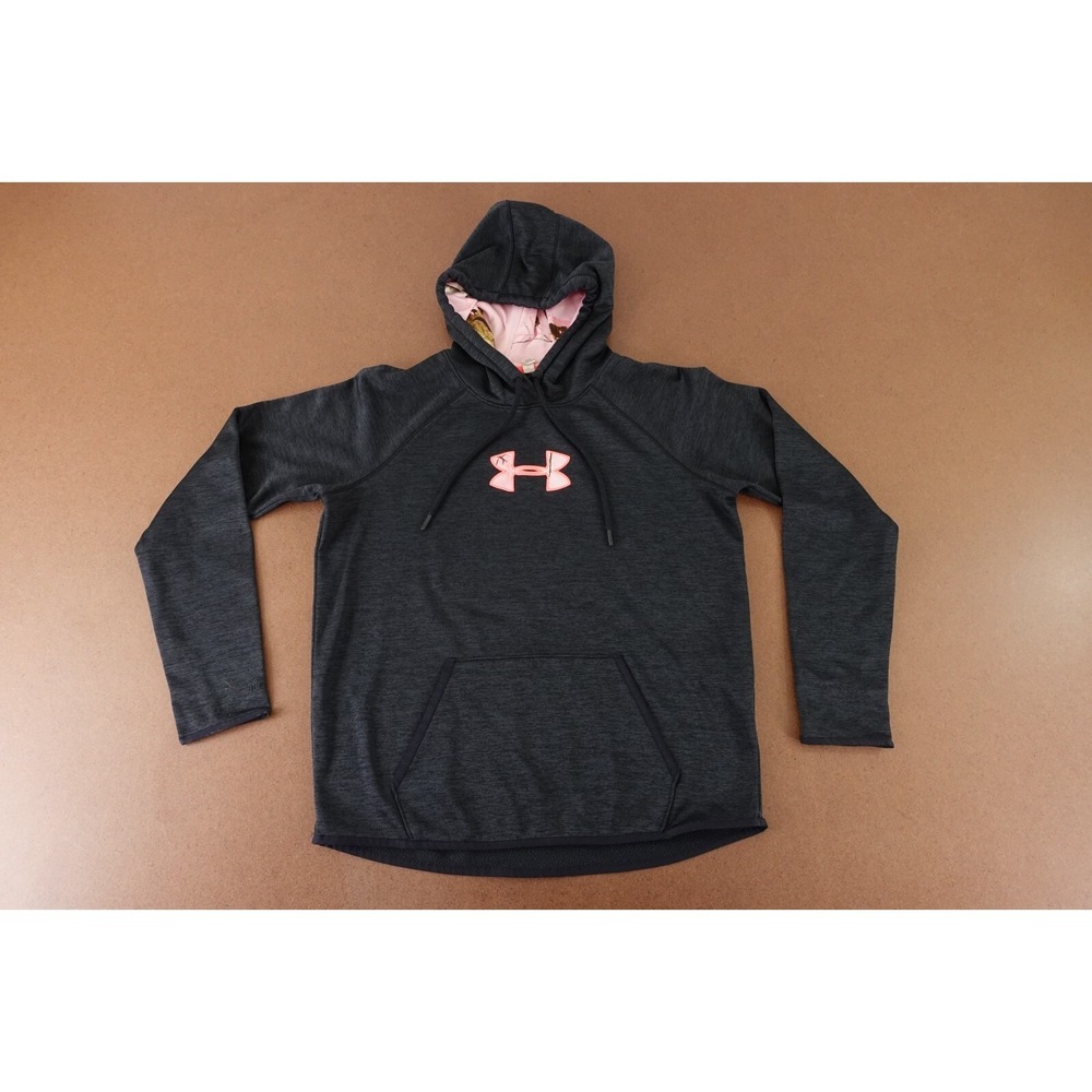 Under Armour Cold Gear Women's Size Medium Black Pink Camo Logo Pullover Hoodie